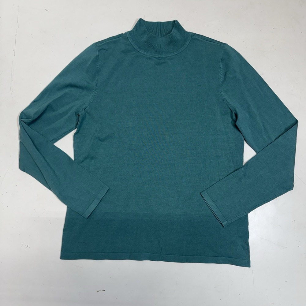 Pendleton Mock‎ Neck Long Sleeve Knit Shirt Silk Blend Women's Size Small Green